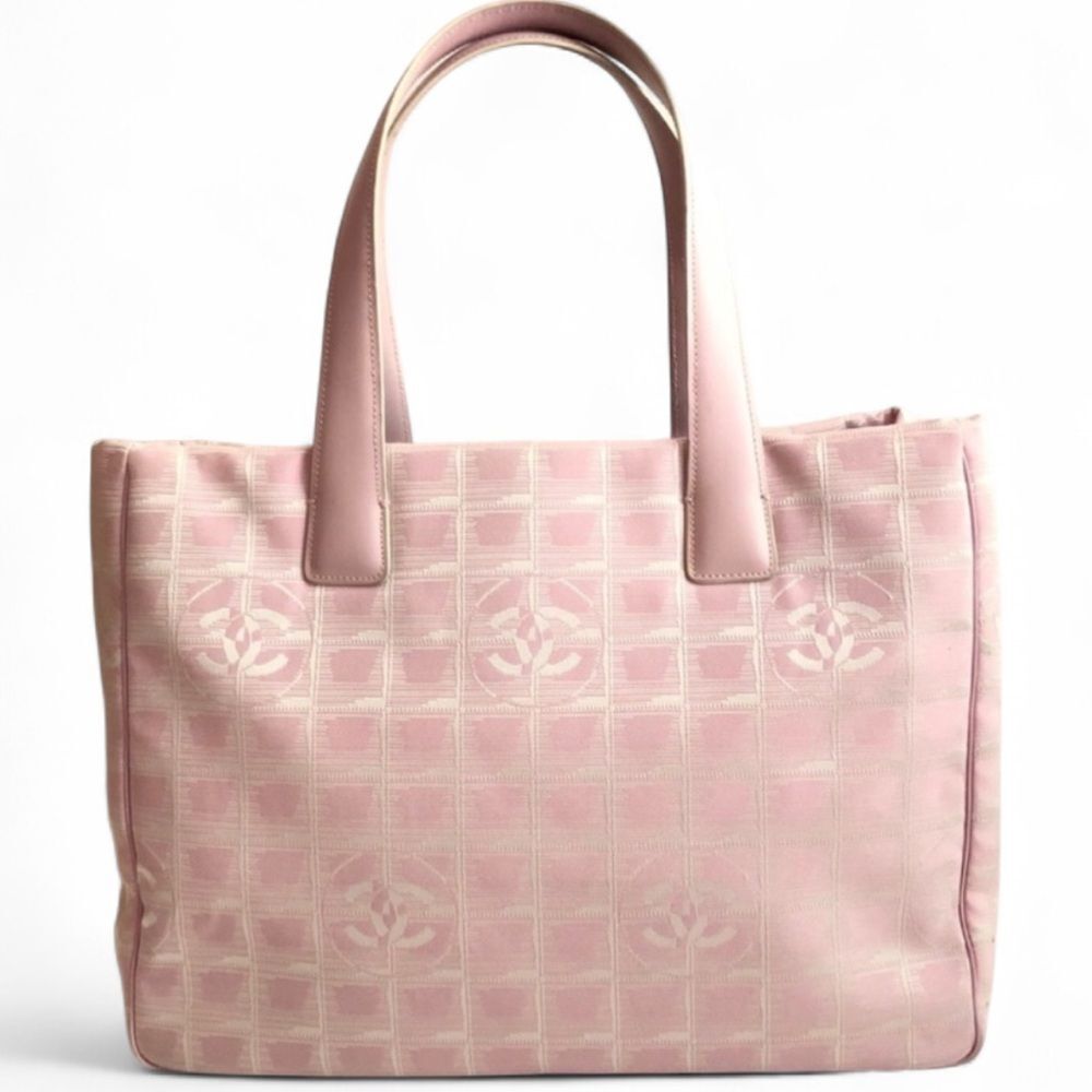 CHANEL Pink CC logo Travel  Ligne Tote